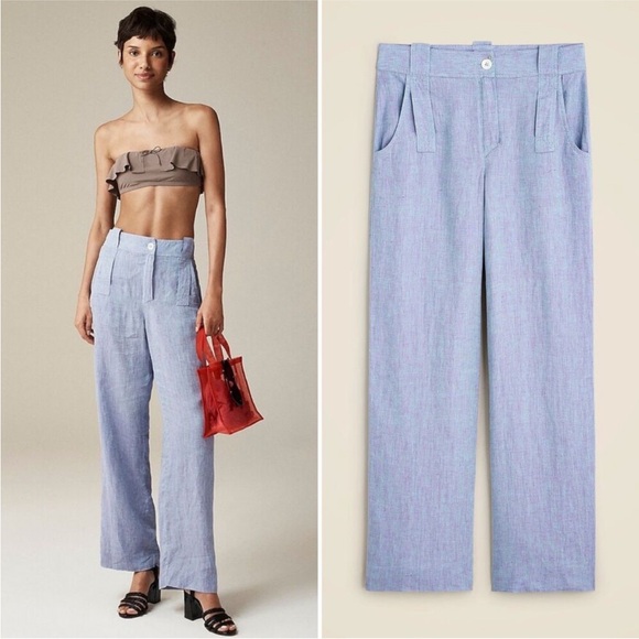 J. Crew Pants - J. Crew X Maryam Nassir Zadeh linen Trouser Blue Purple Dual-tone Pants